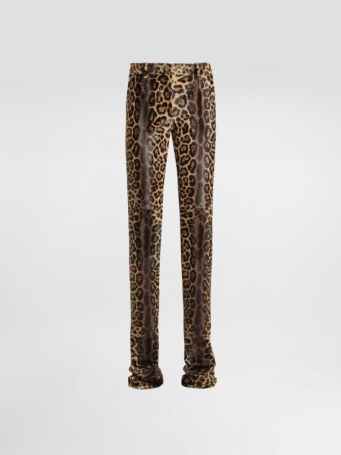 Leopard-print calf trousers