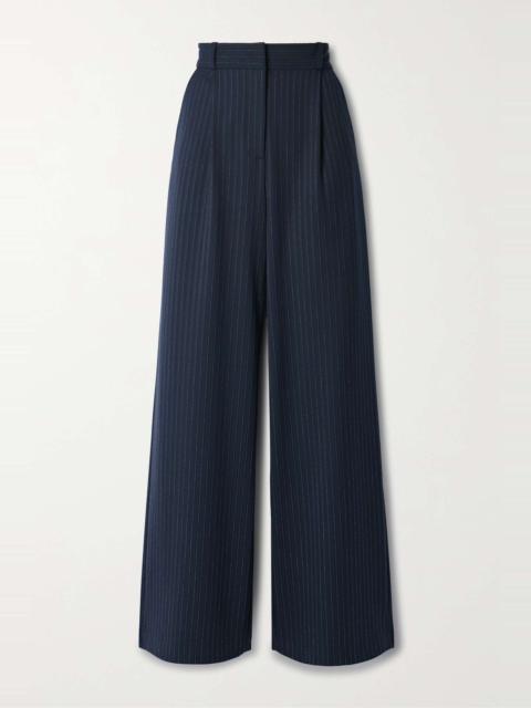 Heyser pleated metallic pinstriped twill wide-leg pants