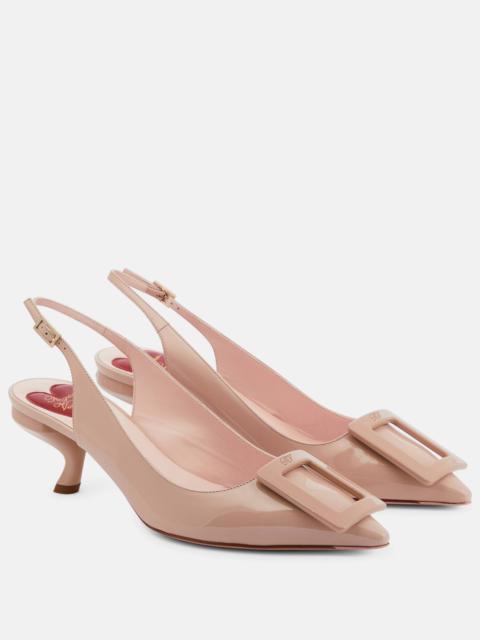 Virgule leather slingback pumps