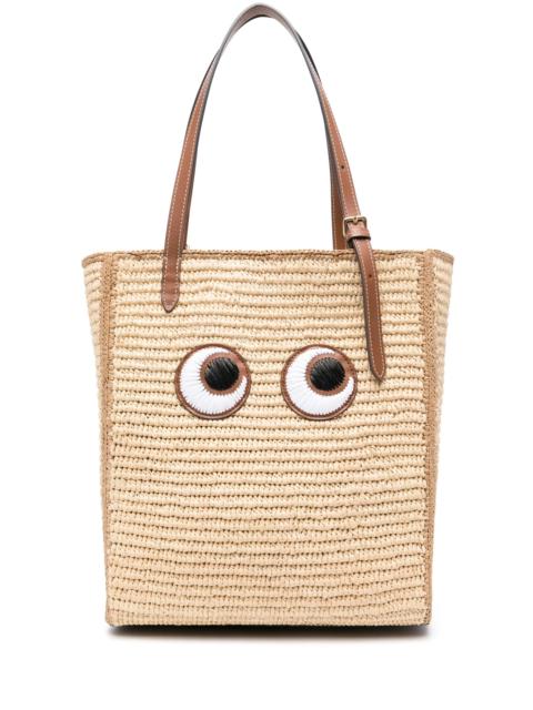 Eyes raffia tote bag