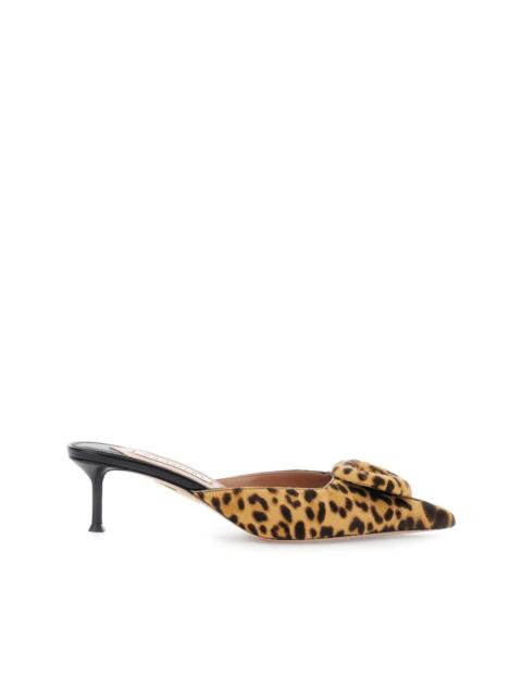 50mm The Hoop leopard-print bow mules