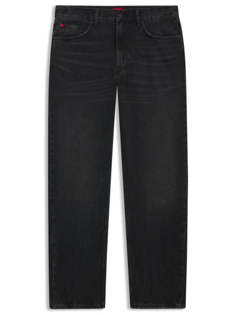 GREY REGULAR-FIT JEANS IN VINTAGE-WASH DENIM