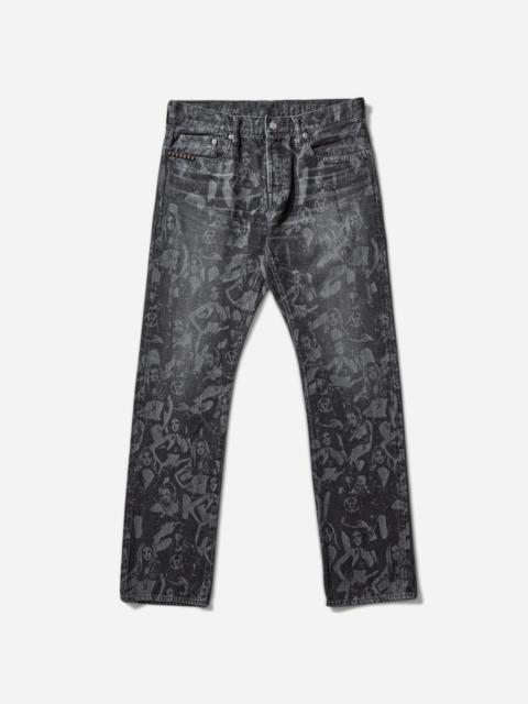 Slam Jam Hysteric Angels Screen Print Denim Pants Black
