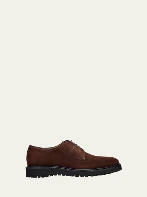 Men's Suede Rubber-Sole Derby Shoes