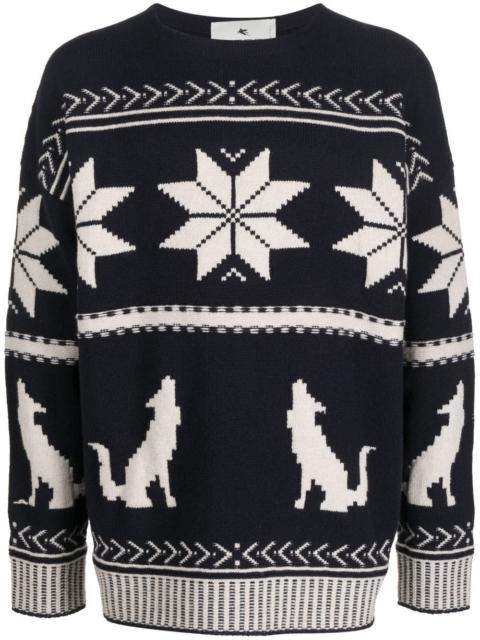 patterned-jacquard knitted jumper
