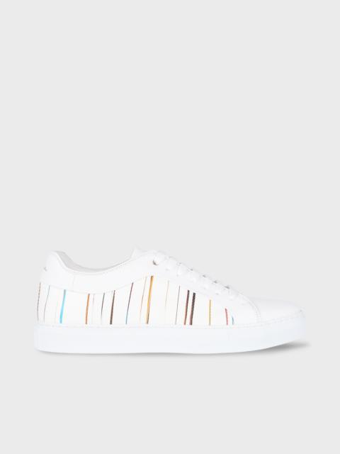 White 'Signature Pinstripe' Leather 'Basso' Trainers