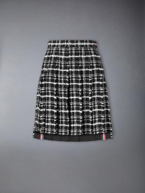RIBBON TWEED PLEATED SKIRT WITH FRAY EDGE