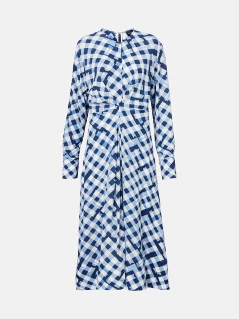 Checked gathered midi dress