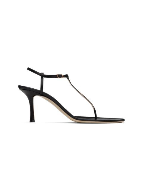 Black 75mm Mono Strap Heeled Sandals