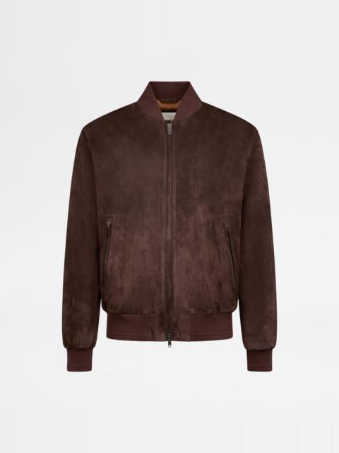 BOMBER JACKET IN PASHMY SUEDE - BROWN