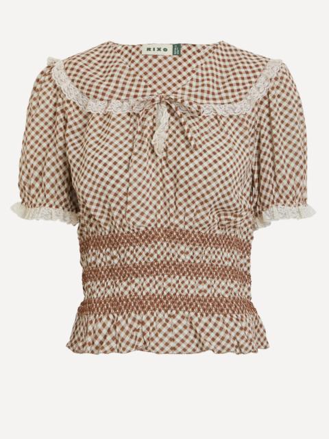 Britt French Check Brown Top