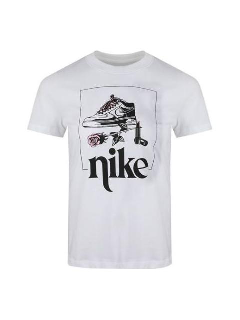 (WMNS) Nike Sportswear Printing Short Sleeve 'White Black' CT8925-100