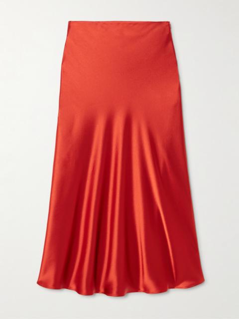Valletta Draped Satin Midi Skirt