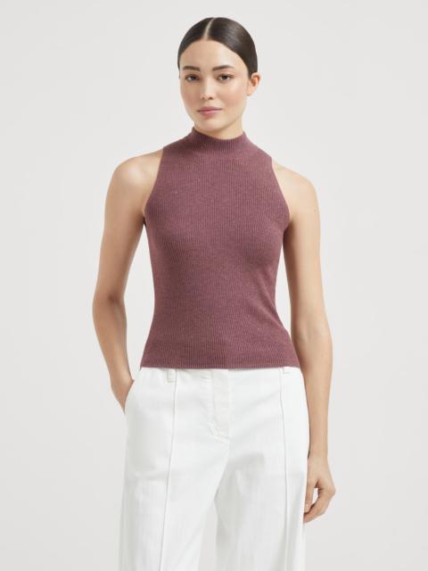 Sparkling cashmere lightweight rib knit top