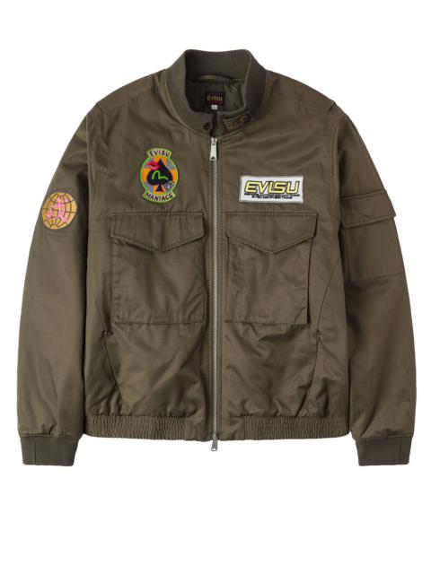 Multi Logo Badges Embroidery Regular Fit Padded Bomber Jacket