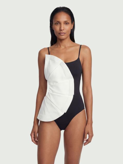 Drama Ruffle Strappy High Leg Swimsuit