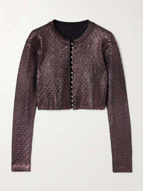 Cropped Metallic Jacquard-knit Cardigan