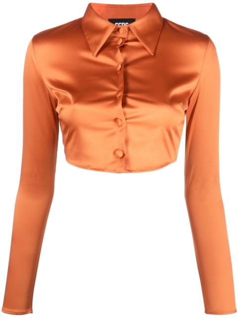 cropped satin shirt