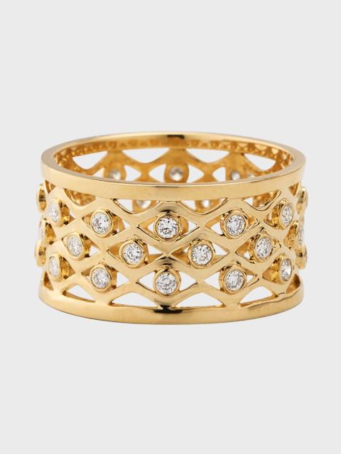 14k Fishnet Diamond Eternity Ring, Size 7