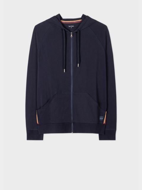 Navy Jersey Cotton Zip Lounge Hoodie