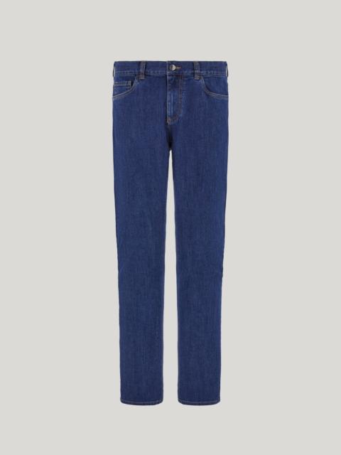 FIVE-POCKET SLIM-FIT STRETCH DENIM PANTS IN BLUE