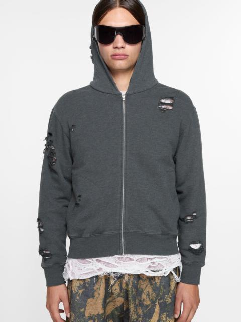 Hooded zipper sweater - Black melange