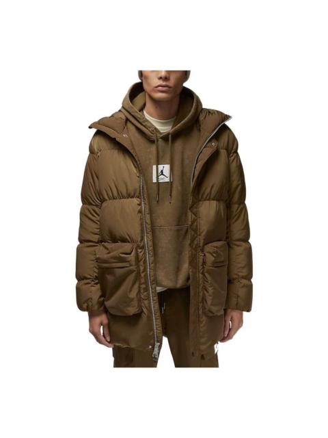 Air Jordan Logo Zipper Mid-Length Down Jacket Men's Green DQ7347-385