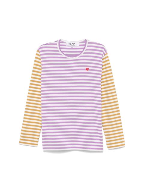 UNISEX LONG SLEEVES TEE BI-COLOUR STRIPED - PURPLE/OLIVE