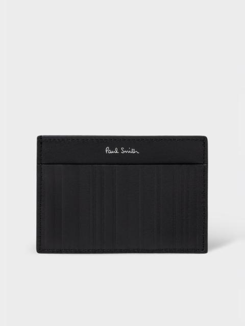 Black Leather 'Shadow Stripe' Credit Card Holder