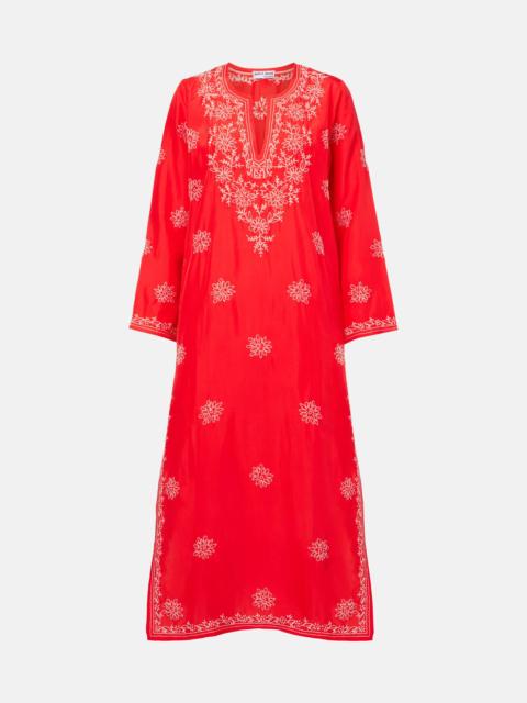Embroidered silk kaftan