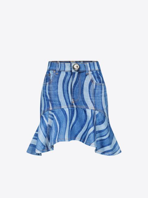 SUNRAY DENIM RUFFLE MINI SKIRT