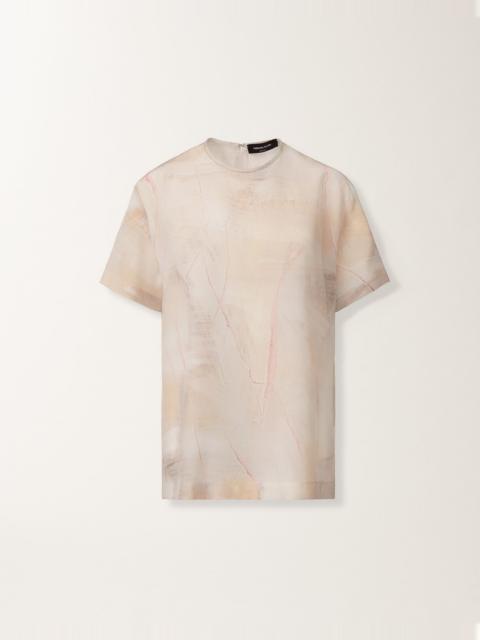 Printed crepe de chine top, butter