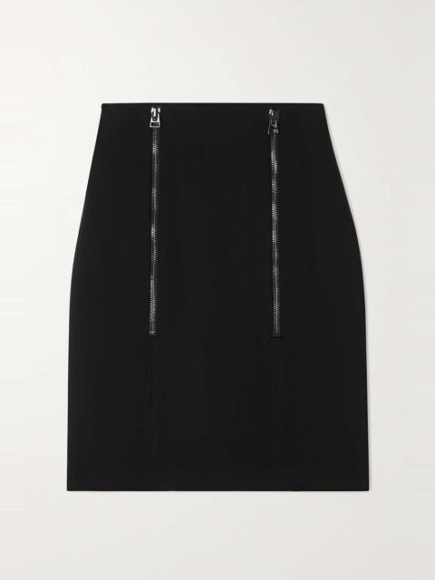 Zip-embellished stretch-cady skirt