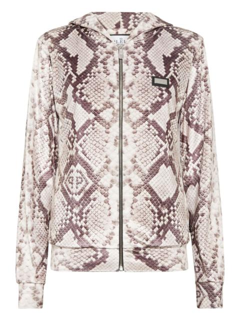 python-print zip-up hoodie