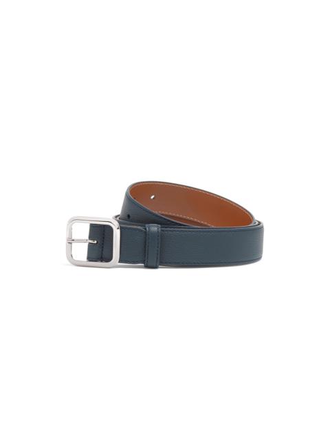 Blue tumbled leather adjustable belt