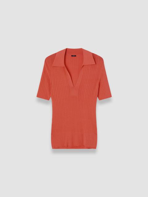 Viscose Rib Knit Polo Top