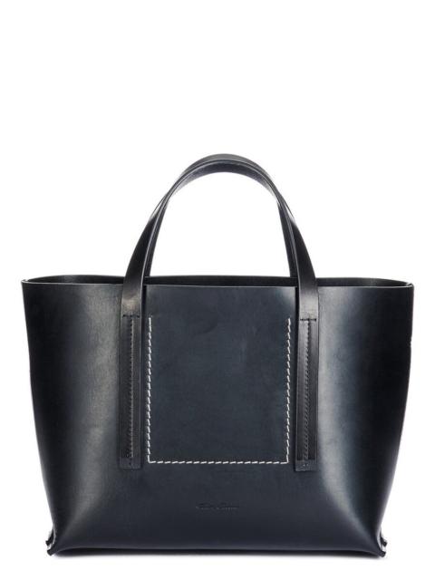 topstitch leather tote bag