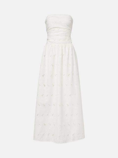 Moa broderie anglaise draped maxi dress