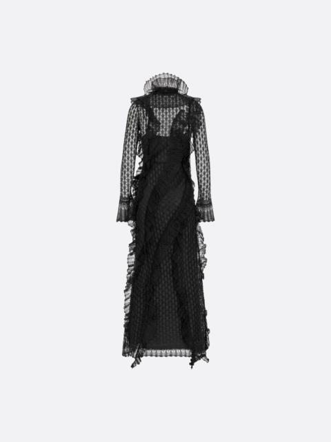 Long Ruffled Dress with Removable Ruched Collar