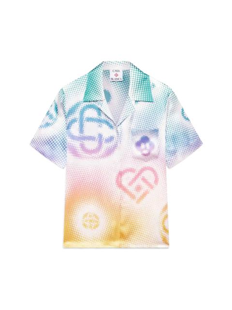 Halftone Logo Cuban Collar Short Sleeve Shirt