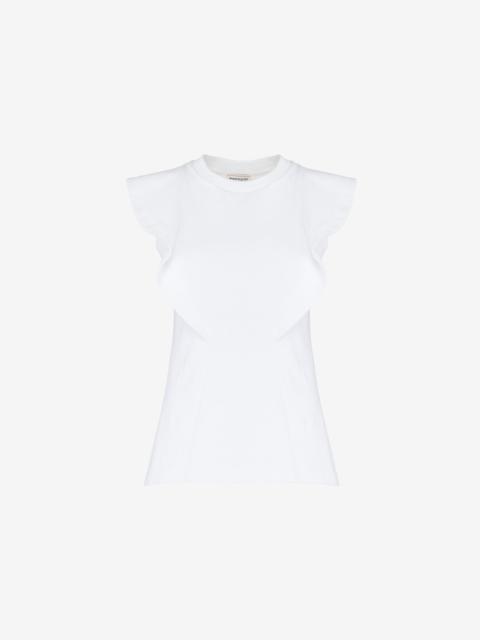 Women's Frill Detail Sleeveless Top in Optic White
