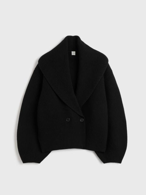 Shawl-lapel cardigan black