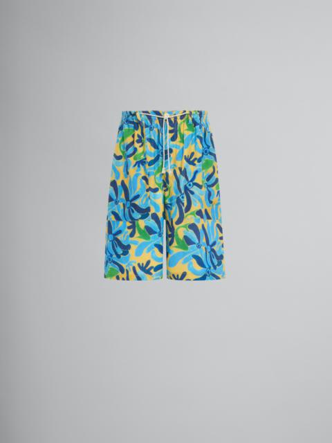 MARNI X NO VACANCY INN - GAUZE SHORTS WITH CHIPPY FISHES PRINT