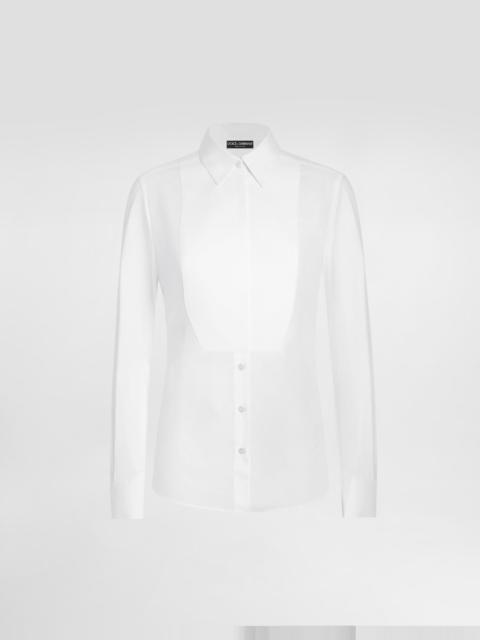 Stretch poplin tuxedo shirt