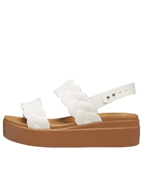 (WMNS) Crocs Brooklyn Woven Wedge Sandals 'White Brown' 209977-0WV