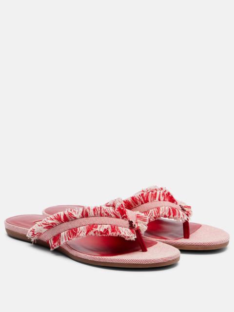 Bay fringed canvas thong sandals