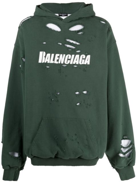 Destroyed Hoodie in Green