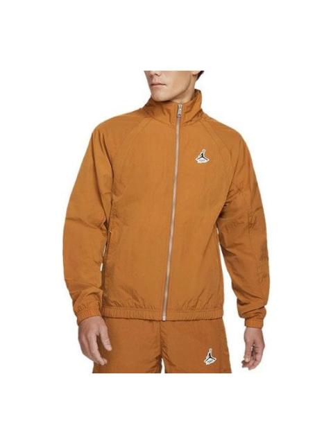 Men's Jordan Stand Collar Training Windproof Jacket Brown Yellow DH9038-241