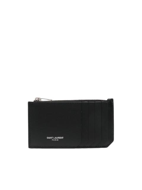 logo-stamp leather cardholder