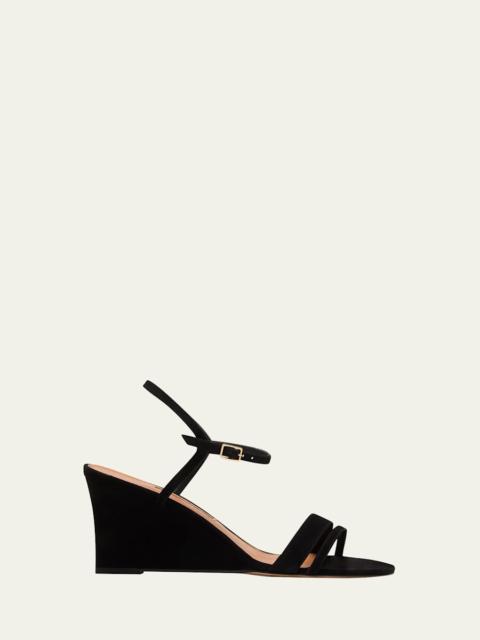 Suede and Leather Wedge Sandals